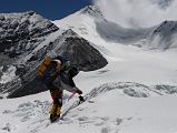 08 Climbing Sherpa Lal Singh Tamang Places Wands In The Broken Up East Rongbuk Glacier On The Way To Lhakpa Ri Camp I 